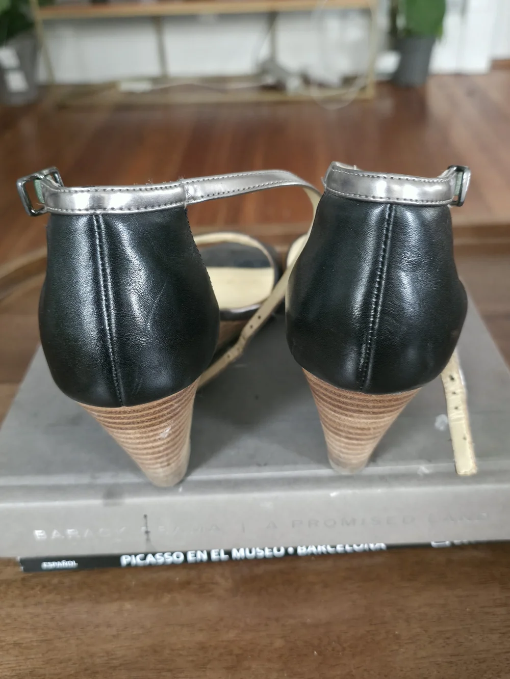 Cole Haan Women’s Black Leather Open-Toe Ankle-Strap Sandals